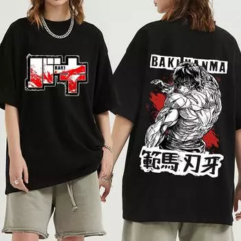 Мужская футболка Baki The Grappler Yujiro Hanma с коротким рукавом, повседневные мужские модные футболки, одежда для подростков, футболки в стиле панк S чёрный