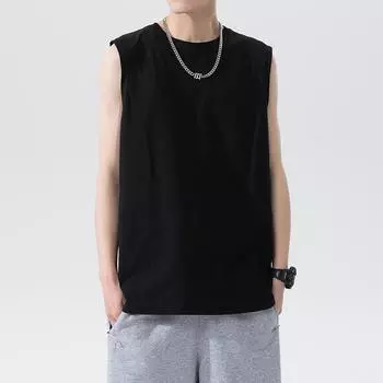 Мужская футболка без рукавов, летняя модная однотонная футболка без рукавов с круглым вырезом, мужские хлопковые повседневные свободные уличные футболки 5XL M темно-серого
