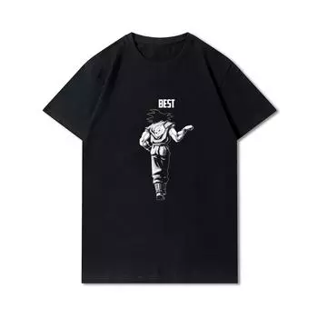 Мужская футболка больших размеров из хлопка премиум-класса в стиле Харадзюку, футболка с принтом в стиле аниме, летние хлопковые топы с круглым вырезом, повседневные футболки