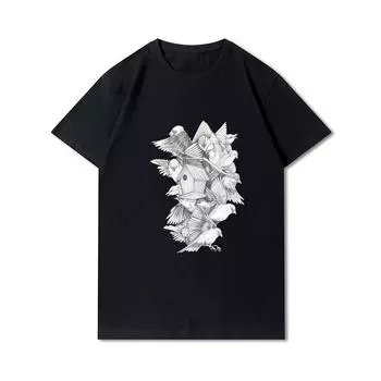 Мужская футболка больших размеров из хлопка премиум-класса в стиле Харадзюку, футболка с принтом в стиле аниме, летние хлопковые топы с круглым вырезом, повседневные футболки