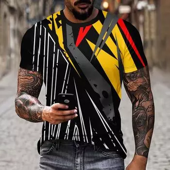 Мужская футболка больших размеров с 3D сращиванием, крутая повседневная высококачественная праздничная футболка с круглым вырезом, ретро хип-хоп, мужская одежда с короткими рукавами XL