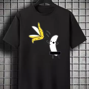 Мужская футболка больших размеров с принтом банана и короткими рукавами, однотонная футболка с круглым вырезом, свободная повседневная одежда, бестселлеры, подарки S