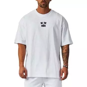 Мужская футболка больших размеров с заниженными плечами, сетчатая футболка с круглым вырезом, летняя свободная футболка для фитнеса, бодибилдинга, баскетбола, тренажерного зала, футболка с половиной рукавов M белый