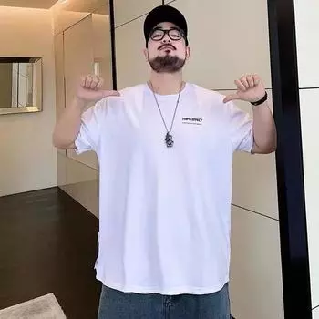 Мужская футболка больших размеров Tide plus size, мужская свободная повседневная новая футболка с короткими рукавами, универсальная футболка с круглым вырезом и короткими рукавами с принтом M