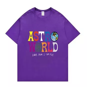 Мужская футболка большого размера AstroWorld Tour, хлопковые футболки с буквенным принтом в стиле хип-хоп, уличная футболка Канье Уэст, футболка ASTROWORLD S чёрный