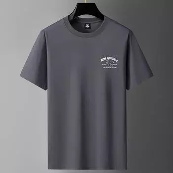 Мужская футболка большого размера M-6XL из чистого хлопка, футболка для мальчика с короткими рукавами и круглым вырезом M