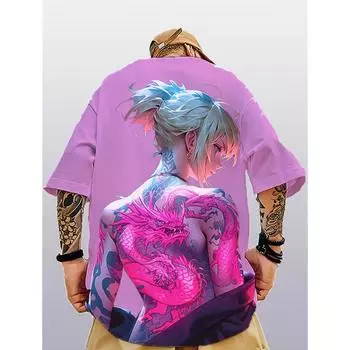 Мужская футболка большого размера с 3d принтом High Street, забавная уличная футболка в стиле хип-поп с короткими рукавами, 2024, уличная футболка в стиле ретро для мужчин S