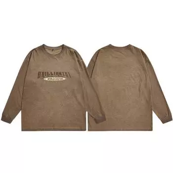 Мужская футболка большого размера с принтом в американском ретро-стиле для осени и зимы - легкая, немнущаяся, универсальная для многослойности, для поездок на работу, с длинным рукавом M