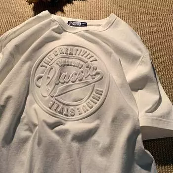 Мужская футболка большого размера с принтом в стиле ретро 3D, утолщенная, высокого качества, с коротким рукавом, повседневная, удобная, с коротким рукавом 3XL