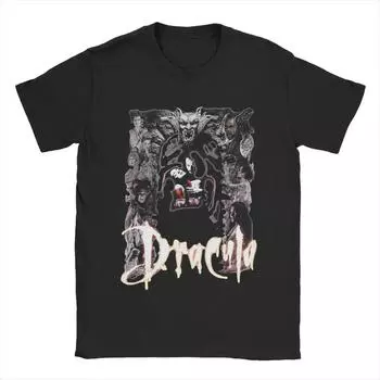 Мужская футболка Bram Stoker s Dracula Funny Cotton Tee Shirt Short Sleeve T Shirt Crewneck Clothes 4XL 5XL 6XL S чёрный