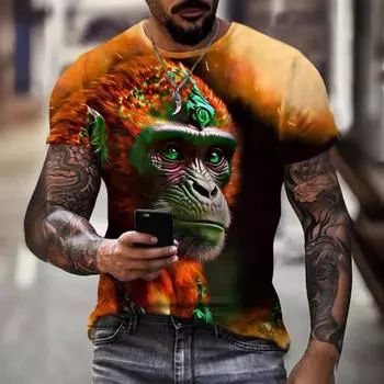Мужская футболка, быстросохнущие топы, летняя мода, уличные футболки с коротким рукавом, футболки с принтом змеи 3D, свободная мужская одежда M