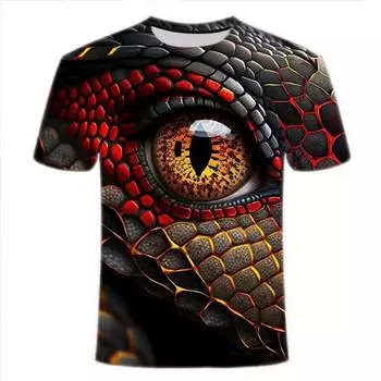 Мужская футболка, быстросохнущие топы, летняя мода, уличные футболки с коротким рукавом, футболки с принтом змеи 3D, свободная мужская одежда M