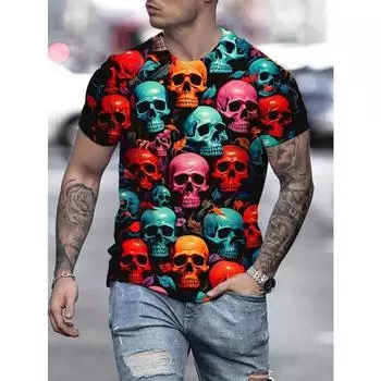 Мужская футболка, быстросохнущие топы, летняя мода, уличные футболки с коротким рукавом, футболки с принтом змеи 3D, свободная мужская одежда M