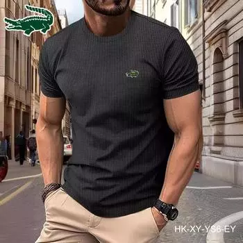 Мужская футболка CARTELO из высококачественной сетки из ледяного шелка с короткими рукавами и круглым вырезом, летняя однотонная футболка из новой нейлоновой ткани S серый