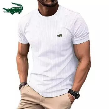 Мужская футболка CARTELO из высококачественной сетки из ледяного шелка с короткими рукавами и круглым вырезом, летняя однотонная футболка из новой нейлоновой ткани S белый