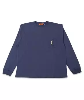 Мужская футболка Cliff Rabbit Mini с вышивкой на нагрудном кармане, с длинным рукавом, темно-синяя [Cliff Mayer], размер M,