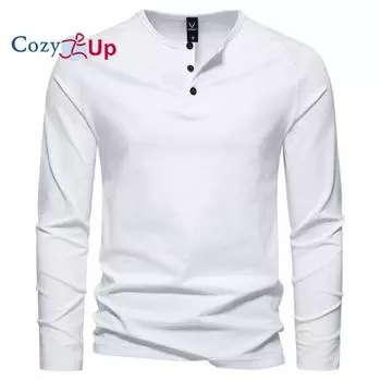 Мужская футболка Cosy Up с длинными рукавами из мягкого потертого хлопка с надписью Henley M белый