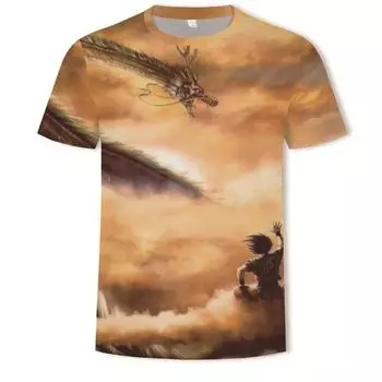 Мужская футболка Divine Beast 3D цифровая печать свободный круглый вырез короткий рукав модный топ футболки мужские S
