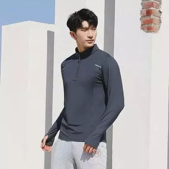 Мужская футболка для активного отдыха, быстросохнущая, с воротником-стойкой, для походов XL серый