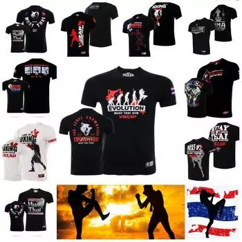 Мужская футболка для бокса по боксу, модные быстросохнущие дышащие топы, тренировочная одежда, повседневная свободная одежда с круглым вырезом для мужчин, муайтай, кикбоксинг, ММА, микс M