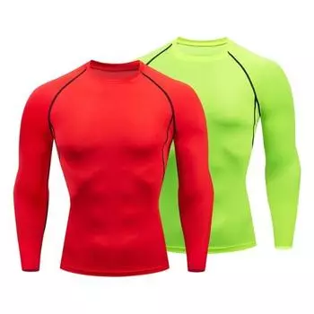 Мужская футболка для фитнеса с круглым вырезом и длинным рукавом, спортивные топы скинни, быстросохнущие пуловеры для фитнеса, футболки XL зелёный