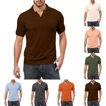 Мужская футболка для гольфа с V-образным вырезом, короткими рукавами и текстурированным воротником M