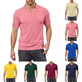 Мужская футболка для гольфа с V-образным вырезом, короткими рукавами и текстурированным воротником XXL тёмно-синий