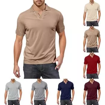 Мужская футболка для гольфа с V-образным вырезом, короткими рукавами и текстурированным воротником XXL синий