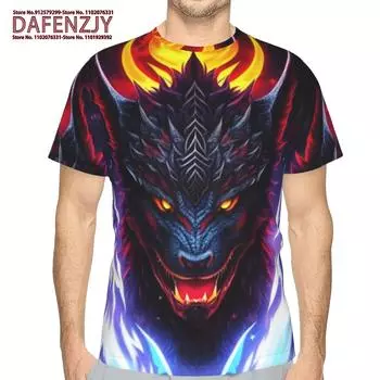 Мужская футболка для мужчин, модная футболка с 3d принтом дракона, с животным узором, с короткими рукавами, уличная одежда, летняя повседневная мужская одежда, топ S синий