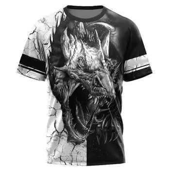 Мужская футболка для мужчин, одежда большого размера, футболка с китайским драконом и графическим 3D принтом, летние повседневные модные топы с короткими рукавами S