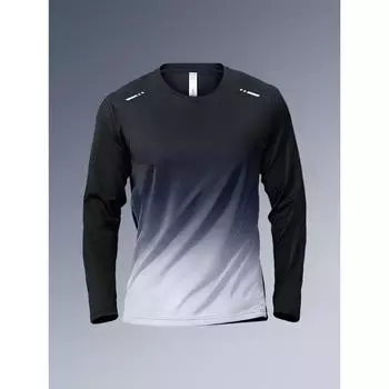 Мужская футболка для спорта на открытом воздухе, футболка для бега, модная градиентная футболка Harajuku с длинным рукавом, повседневная свободная хлопковая футболка с круглым вырезом, осенний пуловер S
