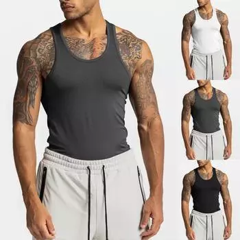 Мужская футболка для тренажерных залов, бодибилдинга, фитнеса, мышц, майка без рукавов, топ, жилет, майка XXL чёрный