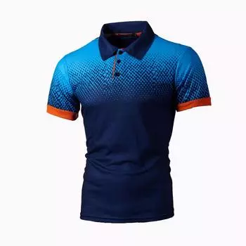 Мужская футболка Fashion Slim Polo Fir Fashion Sports Футболка с короткими рукавами S серый/синий