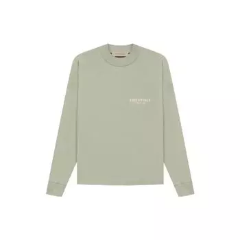 Мужская футболка Fear of God Essentials SS22 с длинным рукавом и логотипом из флока на груди Морская пена серо-зеленая FOG-SS22-144 XL