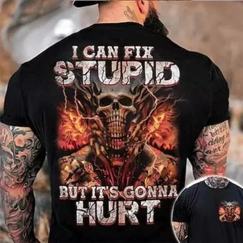 Мужская футболка Футболка на Хэллоуин Футболка с рисунком черепа Круглый вырез Одежда Одежда 3D-принт Повседневная Спортивная одежда с коротким рукавом Принт S