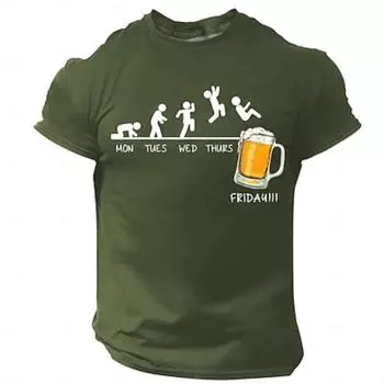 Мужская футболка Футболка Октоберфест Пиво Круглый вырез Одежда Одежда 3D Печать Вечеринка Праздник Короткий рукав Винтаж Круто S