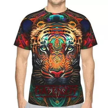 Мужская футболка Футболка с 3D-принтом Новинка Футболка с графикой тигра и льва Футболки с круглым вырезом S красный