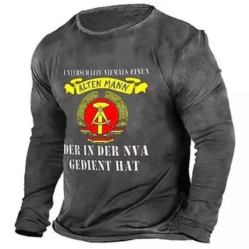 Мужская футболка Футболка с рисунком Буква с круглым вырезом Одежда Одежда 3D-принт На открытом воздухе Повседневная с длинным рукавом Принт Винтаж Модельер S