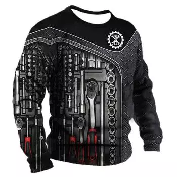 Мужская футболка Футболка в стиле ретро Летняя одежда с индивидуальным именем Механик-механик 3D-печать спортивная рубашка 5xl с длинными рукавами S