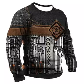 Мужская футболка Футболка в стиле ретро Летняя одежда с индивидуальным именем Механик-механик 3D-печать спортивная рубашка 5xl с длинными рукавами S