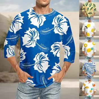 Мужская футболка Футболки с графическим текстом Pool3D печать Уличная повседневная одежда с короткими рукавами и принтом Базовая одежда L синий