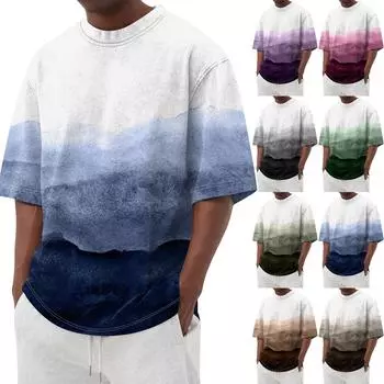 Мужская футболка Футболки с графическим текстом Pool3D печать Уличная повседневная одежда с короткими рукавами и принтом Базовая одежда L коричневый