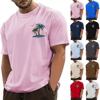 Мужская футболка Футболки с графическим текстом Pool3D печать Уличная повседневная одежда с короткими рукавами и принтом Базовая одежда L бежевый