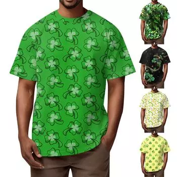 Мужская футболка Футболки с графическим текстом Pool3D печать Уличная повседневная одежда с короткими рукавами и принтом Базовая одежда XXXL зелёный