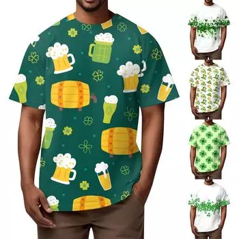 Мужская футболка Футболки с графическим текстом Pool3D печать Уличная повседневная одежда с короткими рукавами и принтом Базовая одежда XXXXL зелёный