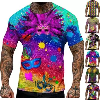 Мужская футболка Футболки с графическим текстом Pool3D печать Уличная повседневная одежда с короткими рукавами и принтом Базовая одежда L