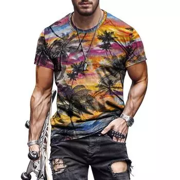 Мужская футболка Hawaii 2025 Y2k Fashion Street Harajuku Retro Letter Print Casual Top 2XL