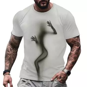 Мужская футболка Hazy Creative Pattern 3D Printed Short Sleeve Summer Fashion Casual O-neck Airy Top Tees S