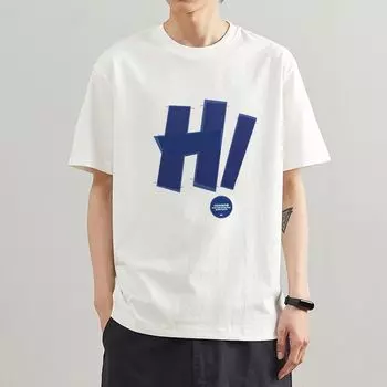 Мужская футболка Hi Pure Cotton с круглым вырезом и короткими рукавами, повседневная свободная футболка в стиле хип-хоп S