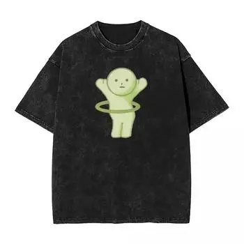 Мужская футболка Hulas Hoops Smiskis Выстиранные футболки Тренд Летняя футболка Винтажный принт Повседневные топы Идея для подарка S